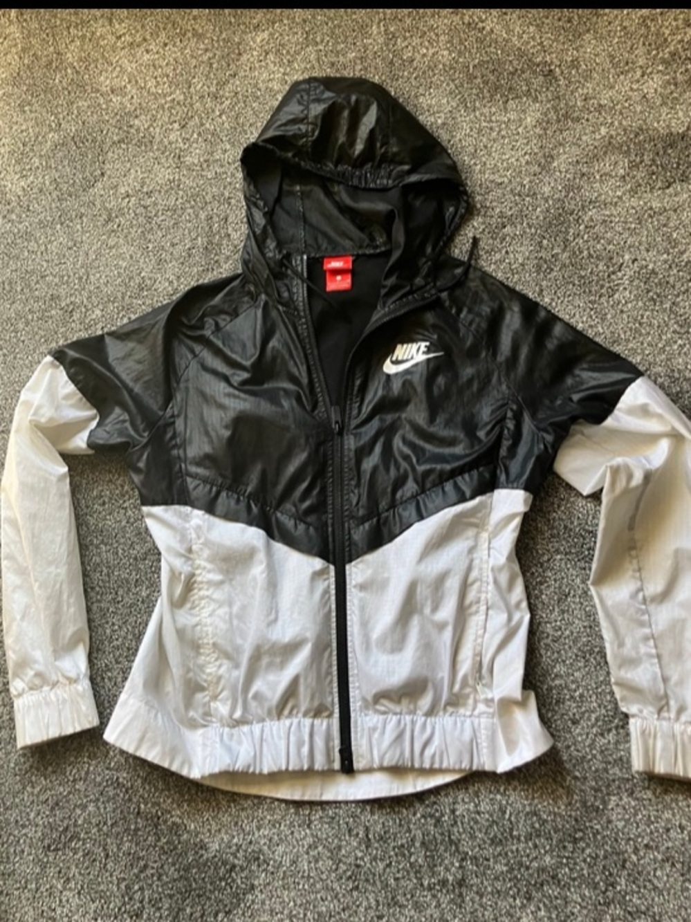 Nike Black & White Hooded Colorblock Windbreaker Jacket